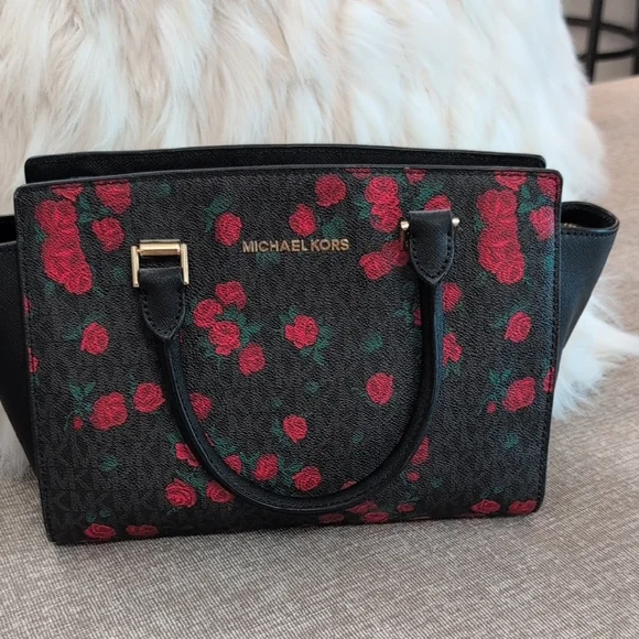 Michael Kors | Bags | Michael Kors Black And Red Floral  display picture 3